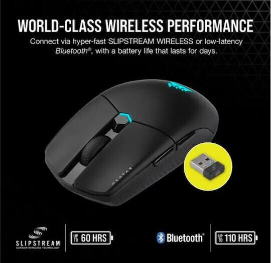 Corsair Katar Elite Безжична RGB Геймърска Мишка 26000 DPI Черен