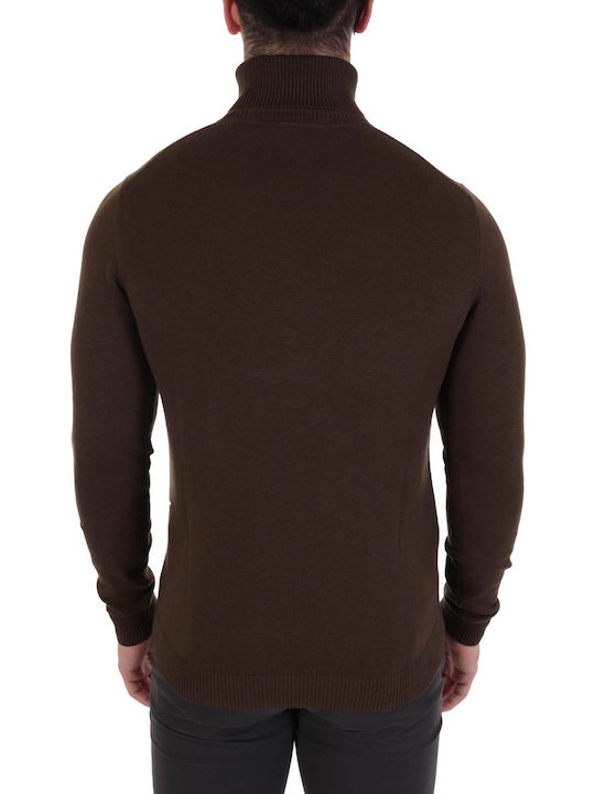 Hugo Boss Herren Langarm-Pullover Rollkragen Braun