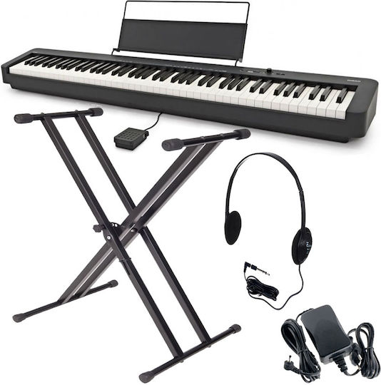 Casio Electric Stage Piano CDP-S110 Standard Stand & Headphones Set with 88 Weighted Keys and Connection with Headphones and Computer Black