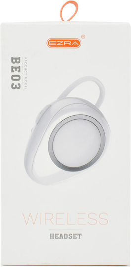 Ezra BE03 In-ear Bluetooth Handsfree Ακουστικό Λευκό