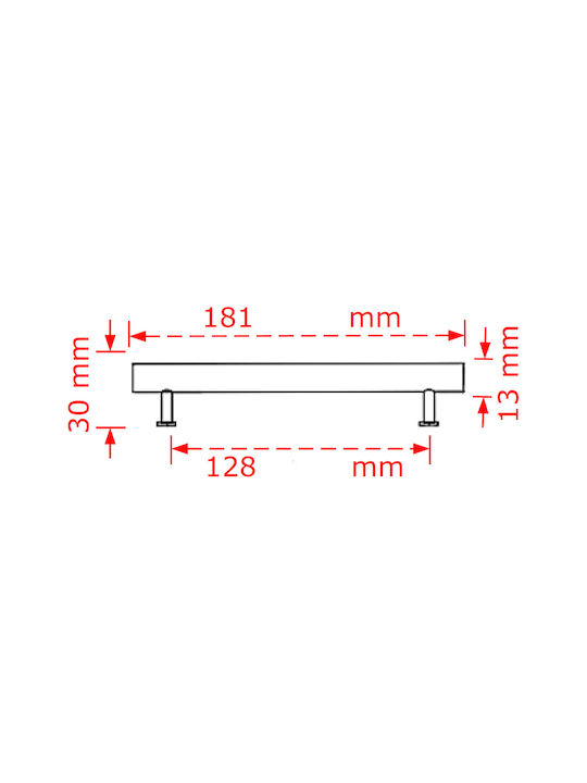 Viobrass Metallic Furniture Handle 162 Μαύρο Ματ 181mm (Hole Centers 128mm)