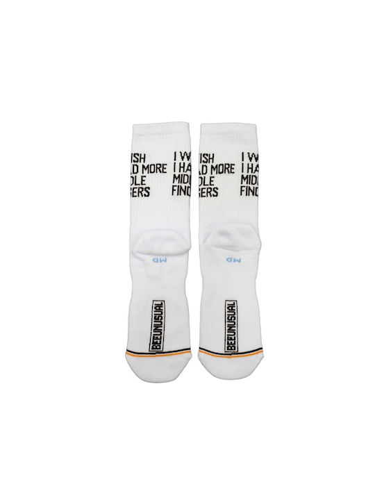 Bee. Unusual. More Middle Fingers Gemusterte Socken Weiß 1Pack