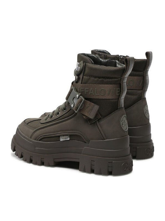 Aspha Leather Women's Ankle Boots Khaki