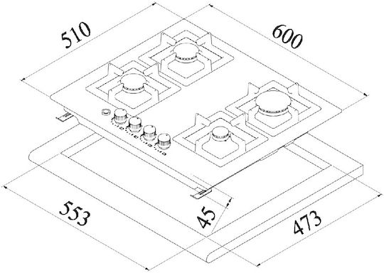 La Germania Gas & Electric Cooktop Autonomous Inox 60x51εκ.