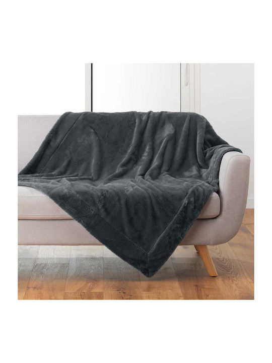 L-C Caresse Furry Blanket for Sofa 125x150cm Anthracite