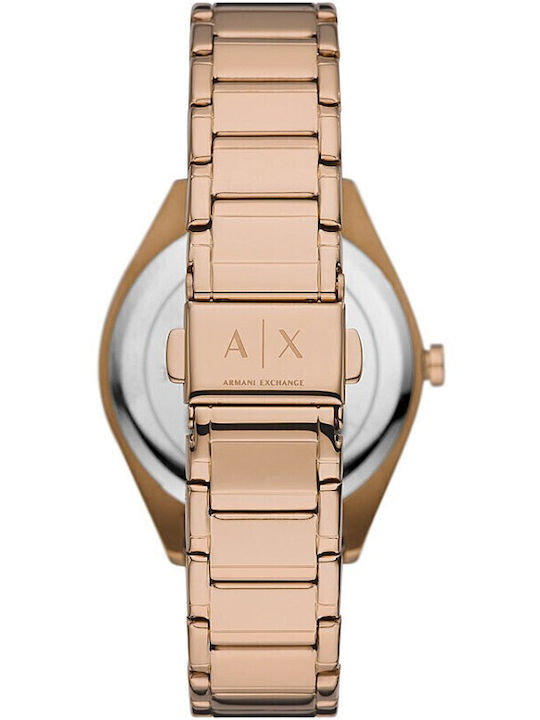 Armani Exchange Women's Watch Chronograph with Pink Gold Metal Bracelet