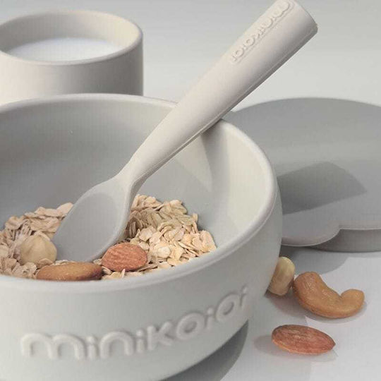 Minikoioi Feeding Set made of Silicone Beige 5pcs for 6+ months