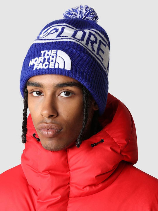 The North Face Retro Pom Pom Beanie Männer Beanie mit Strickmuster in Blau Farbe