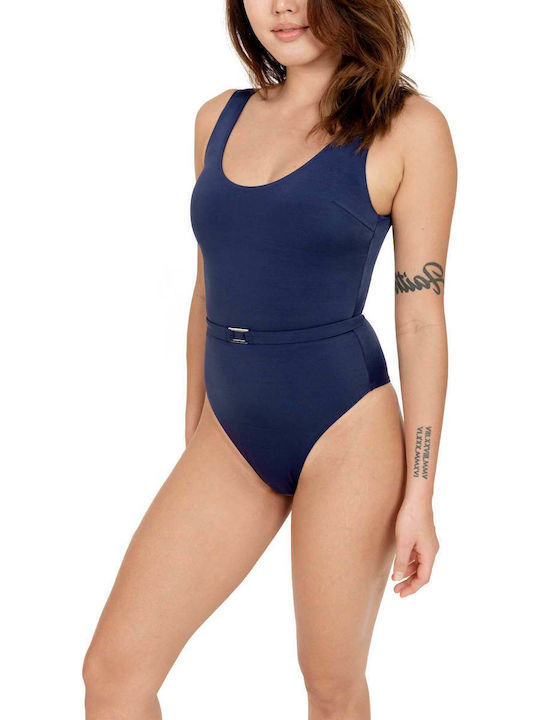 One Piece Swimsuit With Removable Padding For Large Bust Navy Blue