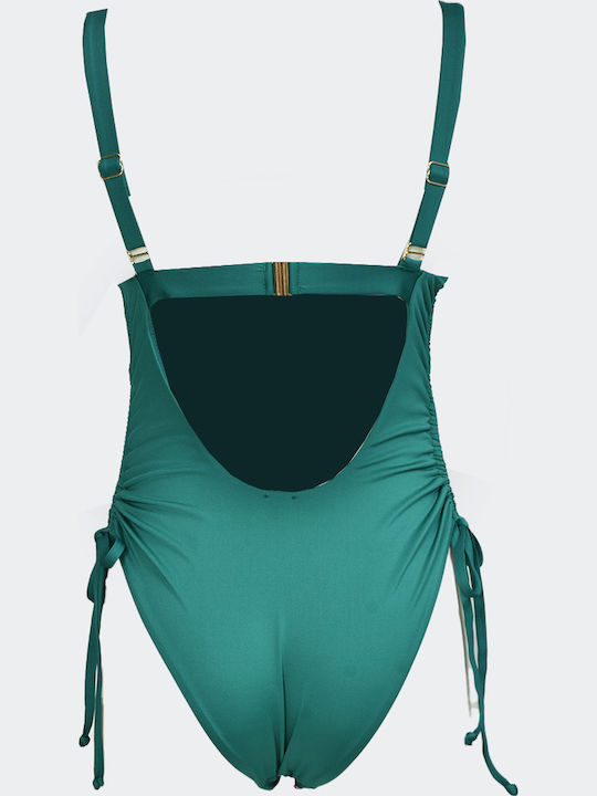 One-Piece Swimsuit with Padding & Open Back Green