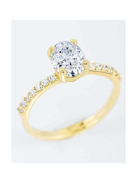 SOLEDOR ring by the serie Oval Arden in 14K gold with cubic zirconia (No 53)