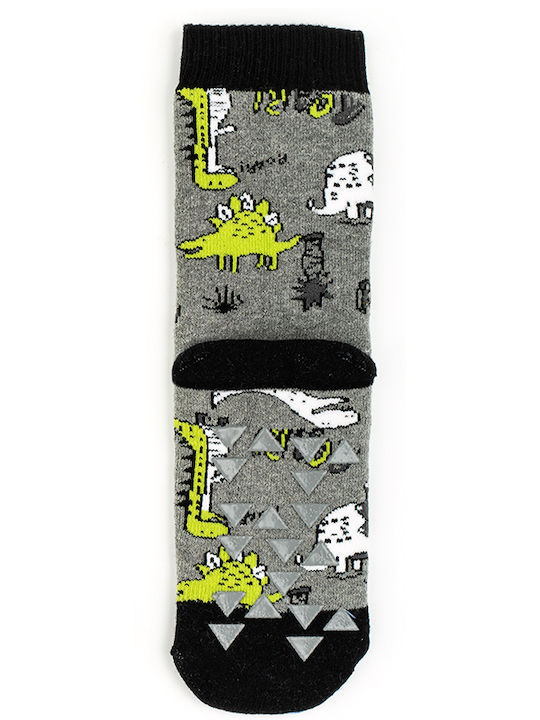 Carlomagno children's non-slip socks Grey Dinosaurs No24-39