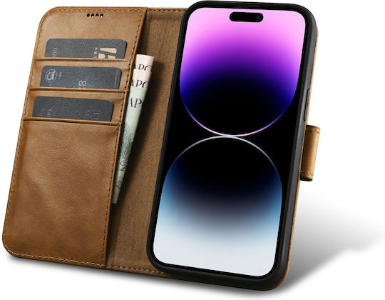 iCarer Oil Wax Anti-RFID Портмоне Кожа Brown (iPhone 14 Pro)