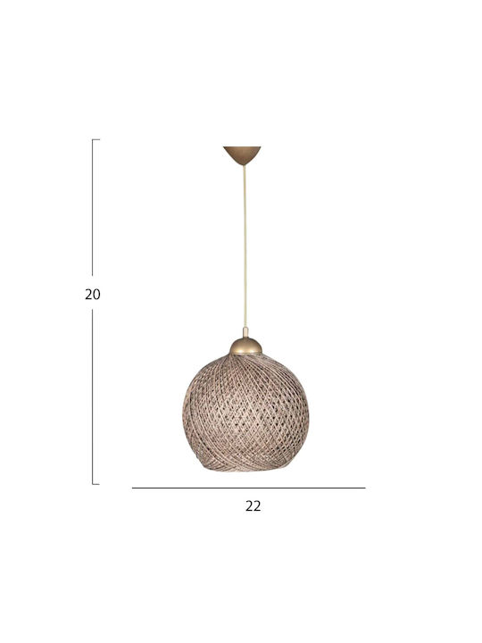 Freebox Adjustable Pendant Light Boho with Rope for Socket E27 Gold 22x69cm