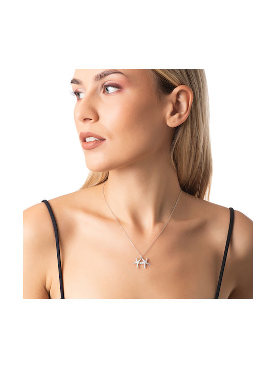 Oxzen Necklace Double from Silver with Zircon