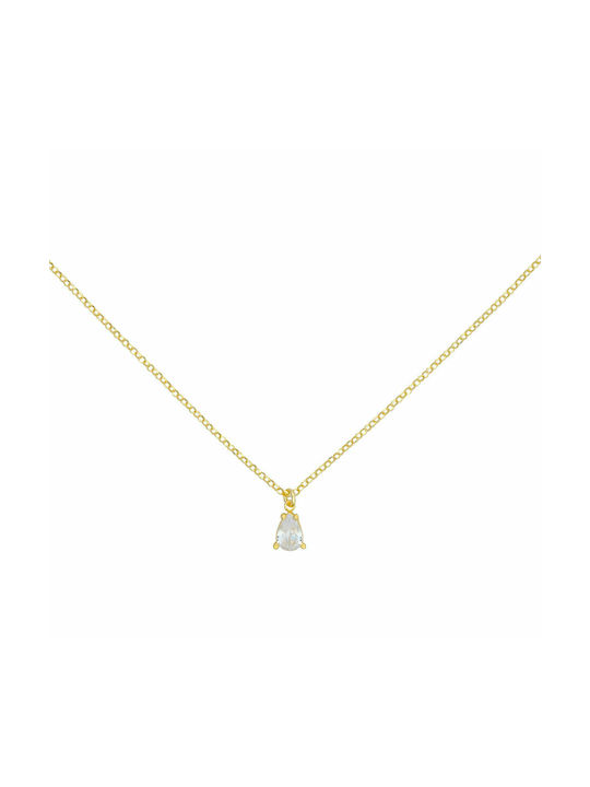 Excite-Fashion Necklace from Gold Plated Silver with Zircon