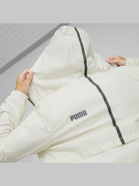 Women's Short Sports Jacket Waterproof and Windproof for Spring or Autumn with Hood Beige