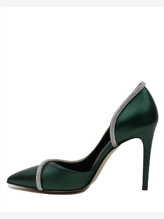 Tocuri din piele cu cristale ZAKRO COLLECTION S932-FW22-23 VERDE MTLC VERDE