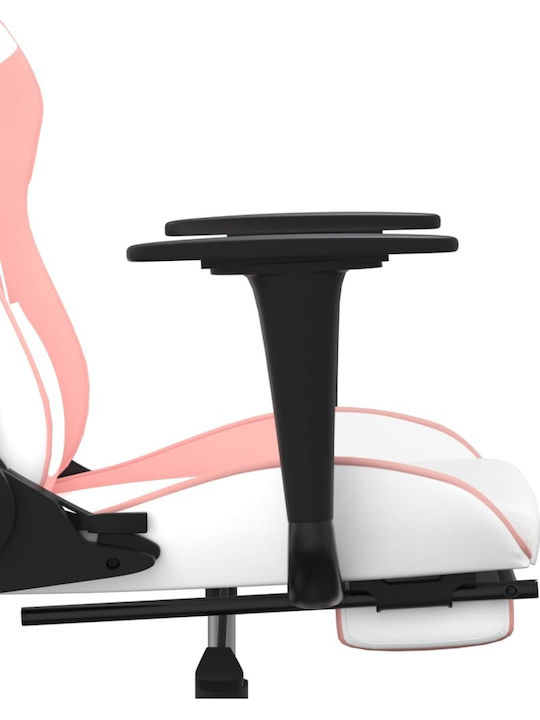vidaXL 345420 Gaming Chair with Footrest White / Pink