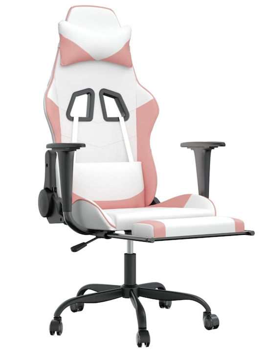 vidaXL 345420 Gaming Chair with Footrest White / Pink