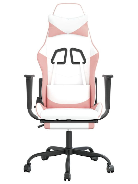 vidaXL 345420 Gaming Chair with Footrest White / Pink
