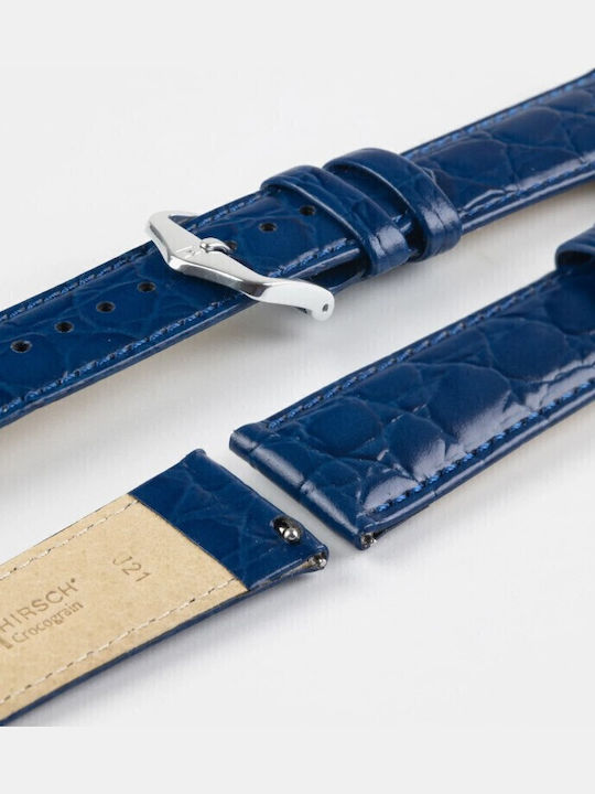 Hirsch Crocograin Leather Strap Blue 18mm