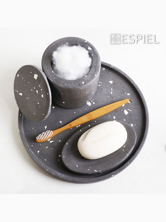 Espiel Dekorative Platte Rund Porzellan Gray 1Stück 25x25x2cm