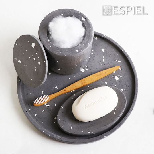 Espiel Dekorative Platte Rund Porzellan Gray 1Stück 25x25x2cm