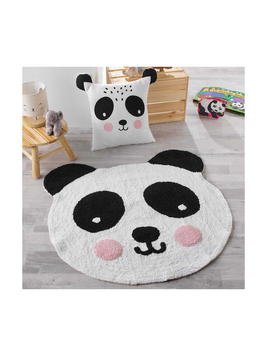 Spitishop Panda Kids Rug Alb Round with Diameter 90cm