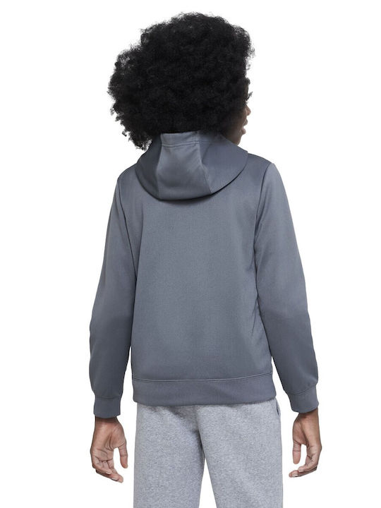 Nike Αθλητική Παιδική Ζακέτα Fleece με Κουκούλα Γκρι Sportswear Hybrid