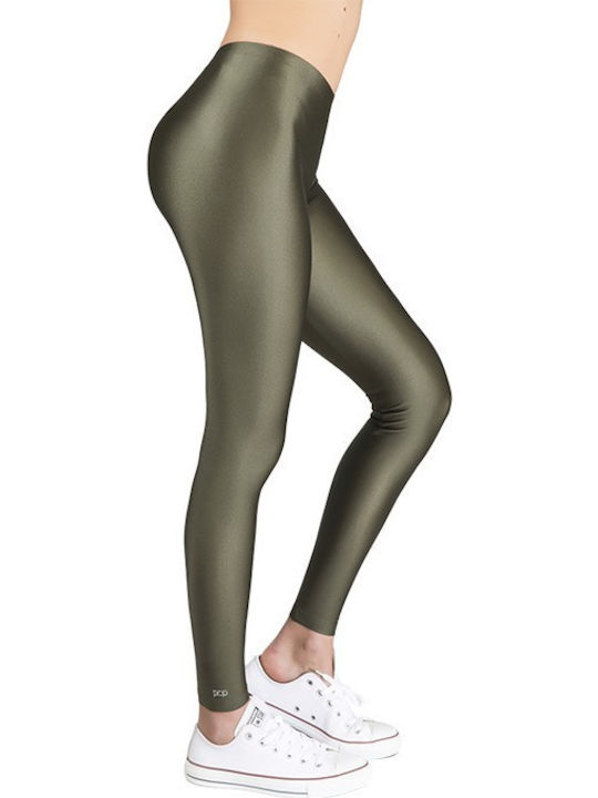 Jacqueline Shiny Ежедневна Женски Дълга легинси Бляскави Маслини