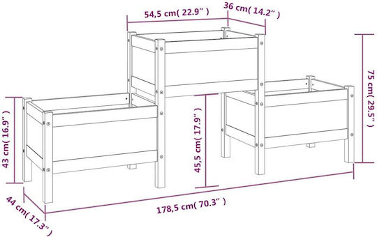 vidaXL Planter Box Lemn Maro 178.5x44x75cm.