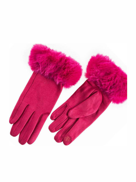 Women's Gloves with Fur Fuchsia