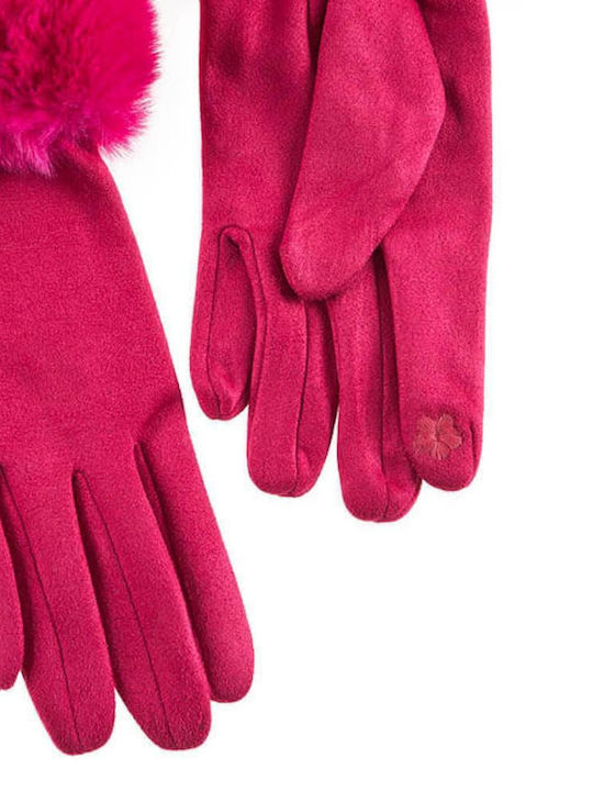 Women's Gloves with Fur Fuchsia