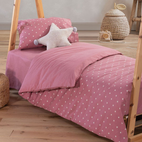 Nef-Nef Homeware Sheet Set Single Cotton Precious Pink 160x260cm 3pcs