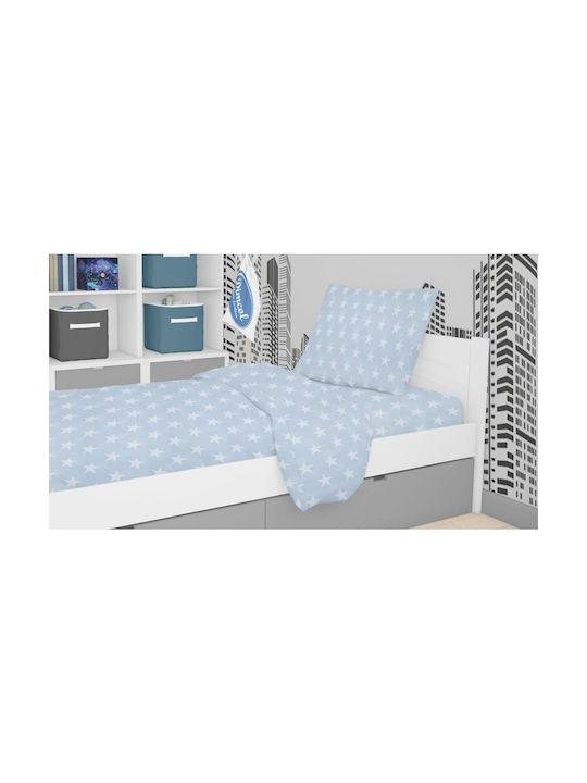 Dimcol Sheet Set Single Cotton Star Light Blue 160x240cm 2pcs