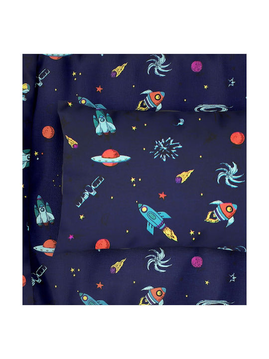 Dimcol Sheet Set Single Cotton Space 189 Blue 160x240cm 2pcs