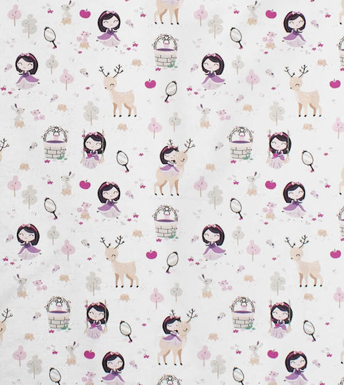 Dimcol Σετ Σεντόνια Μονά Βαμβακερά Lily + Deer 179 White-Pink 160x240cm 2τμχ