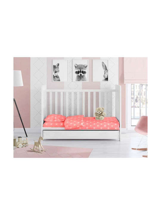 Dimcol Star Baby Sheet Crib Cotton Fitted 34 Coral 70x140cm 31112019012