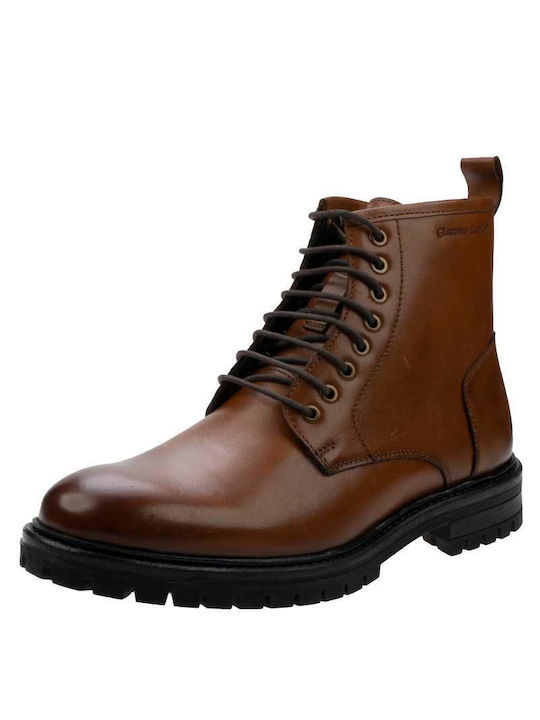 Giacomo Carlo Men's Leather Military Boots Tabac Brown