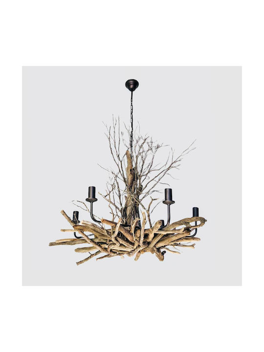 Lampadari Salem Kronleuchter 6xE14 mit Holz Braun W-50-100-1090-6L