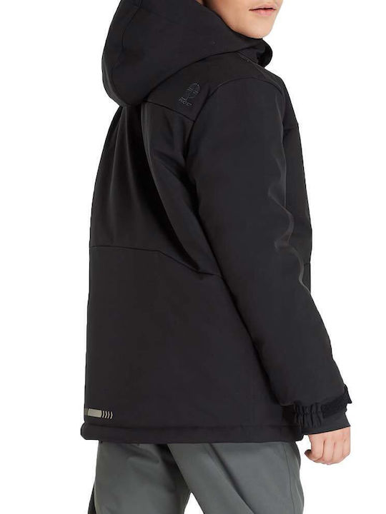 Waterproof Kids' Sports Jacket Short Windproof with Hood Black