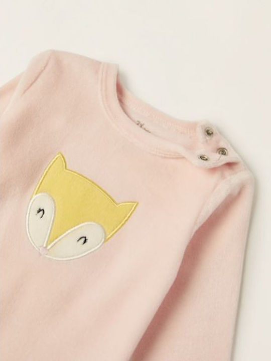 Zippy Baby Bodysuit Long-Sleeved Velvet Pink