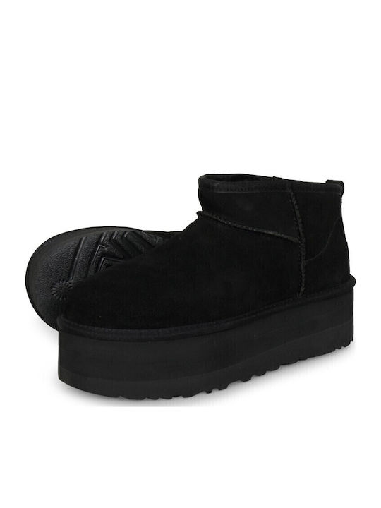 1135092 Suede Women's Ankle Boots with Fur Black