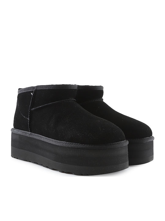 1135092 Suede Women's Ankle Boots with Fur Black