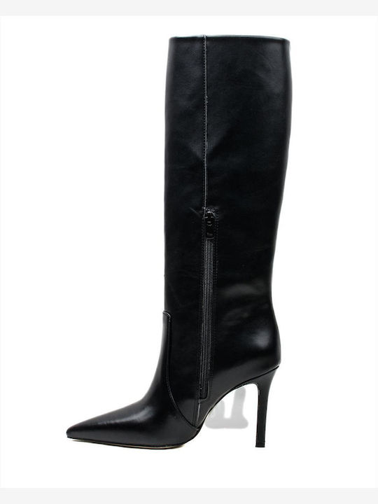 High Heel Women's Boots with Zipper Black