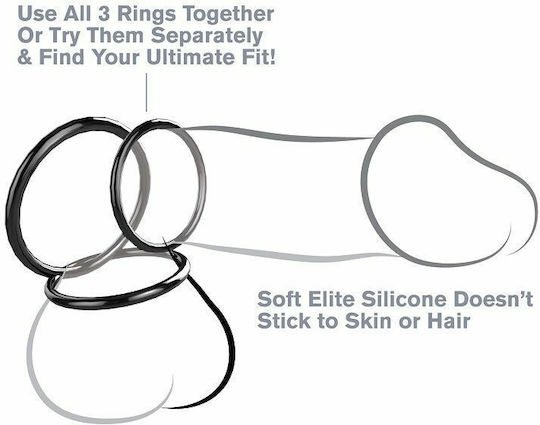Pipedream Fantasy C-Ringz Silicone 3-Ring Stamina Set 5cm Black