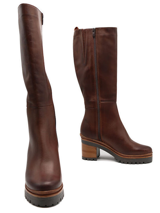 Leder Damenstiefel Tabac Braun