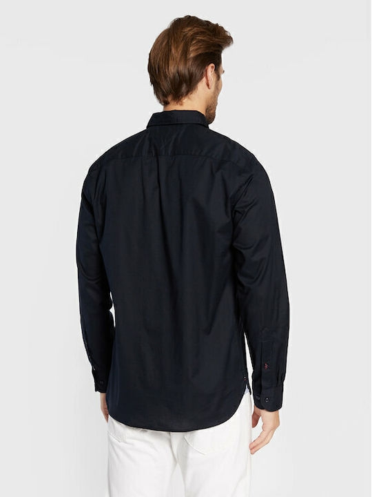Long-sleeved Cotton Shirt Navy Blue