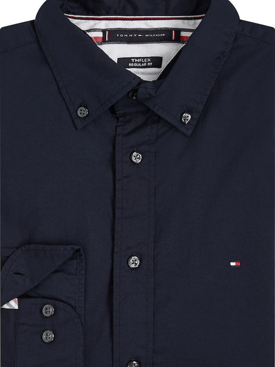 Long-sleeved Cotton Shirt Navy Blue